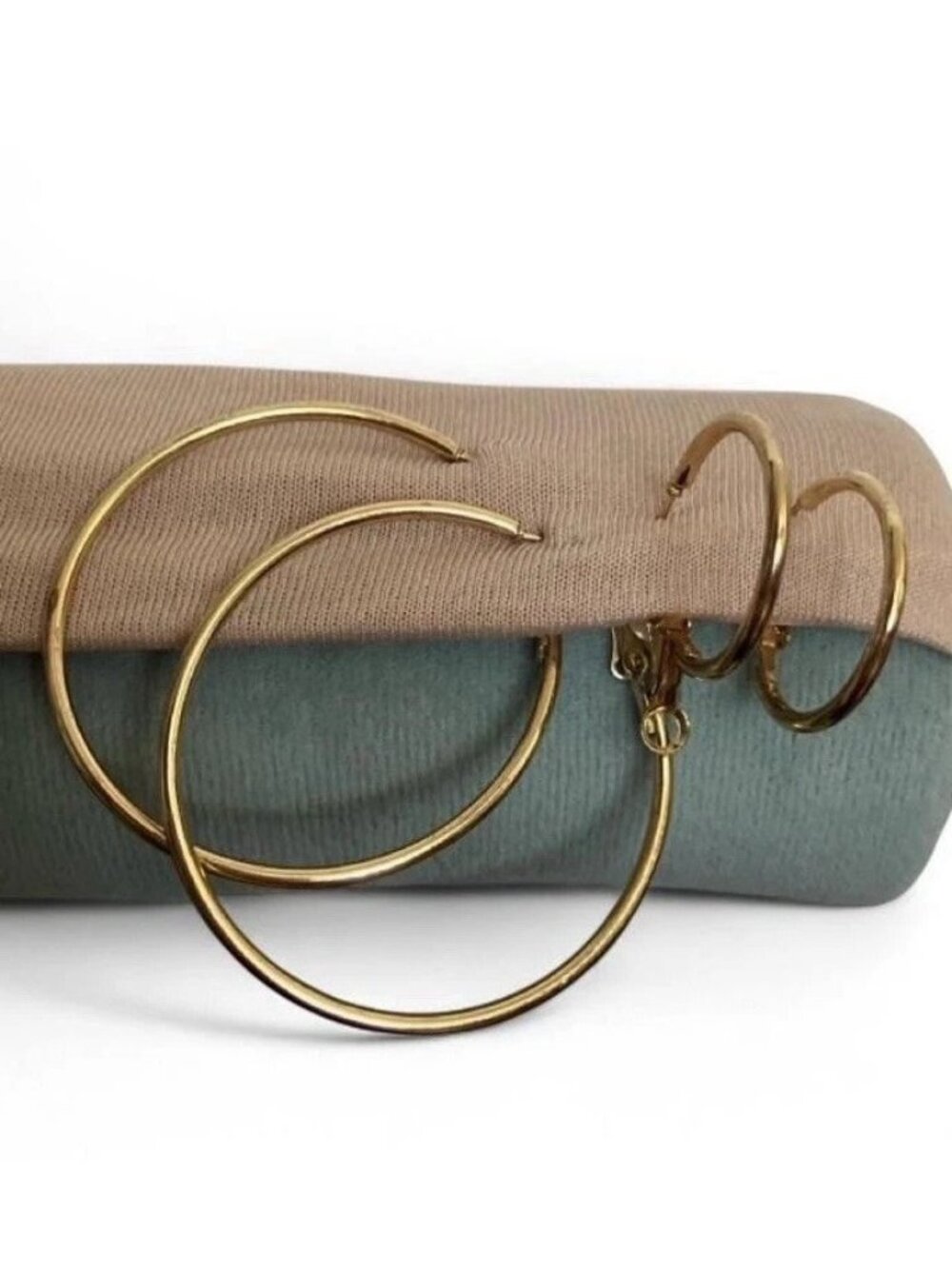 Gold Tone Large & Small Hoop Clip-On Earrings Set